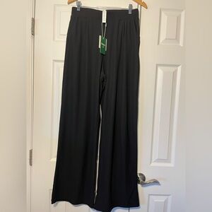 Halara Black Flex Microwaffle Wide Leg Pants M Tall NWT